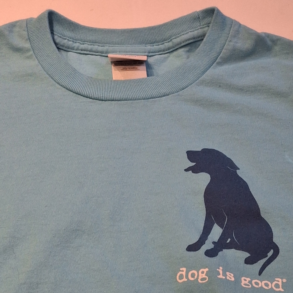 Dog is Good Women's Turquoise Short Sleeve Crew Neck Never Boat Alone Tee M - Picture 3 of 9